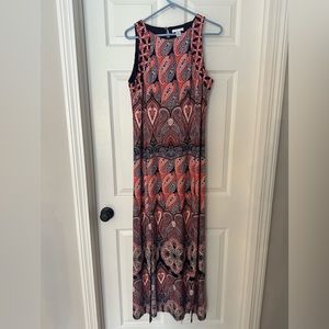 Coral multicolored maxi dress